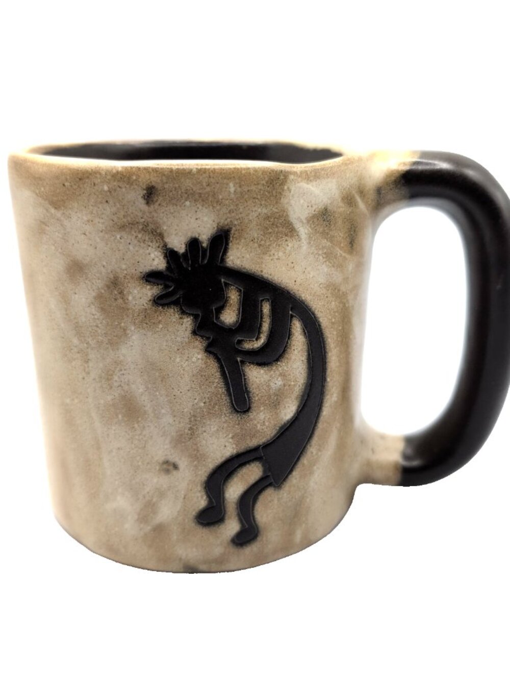 Large Mara Mexico Handmade Kokopelli Pottery Mug Brown/Tan Signed Collectible VG